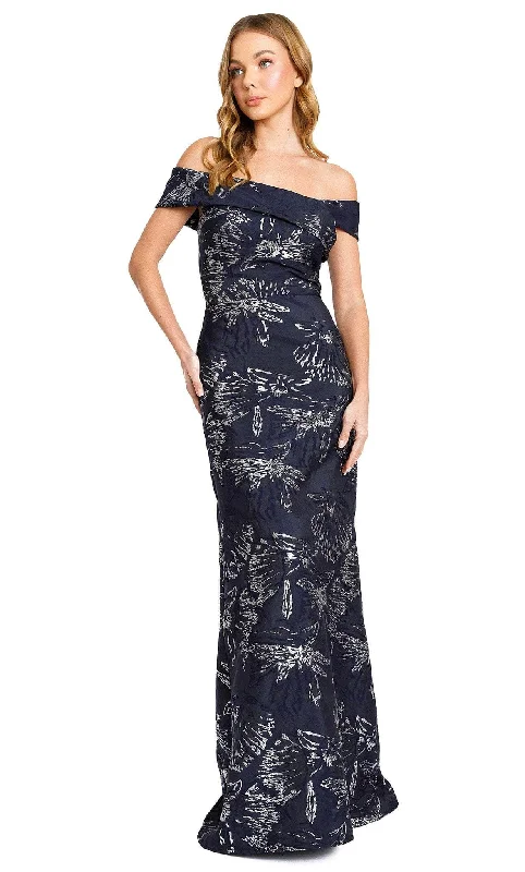 Nicole Bakti 7176 -Off-Shoulder Metallic Printed Evening Dress Tunics Brand named