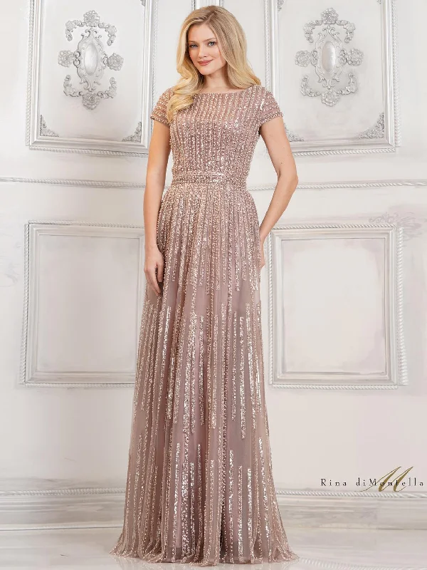 Rina di Montella RD3101 Long Formal  Beaded Evening Dress sweetheart Neckline Romantic