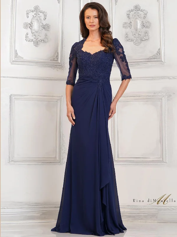 Rina di Montella RD3132 Long Formal Fitted Evening Dress Crew Neckline Sporty