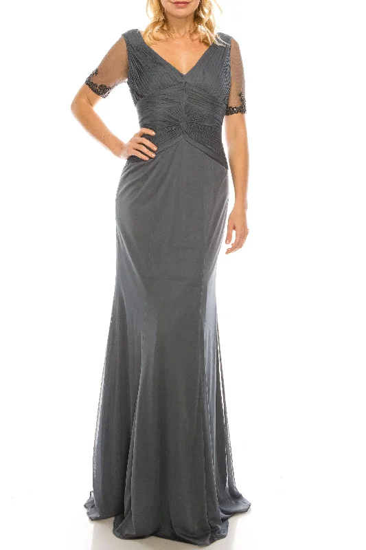 Adrianna Papell AP081870060 Long Formal Pleated Evening Dress Tunics Sale discount