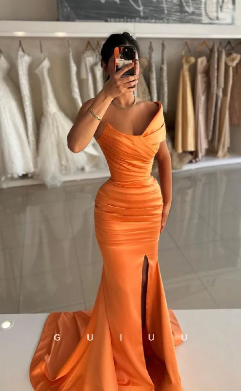 G4144 - Mermaid Boat Neck Sleeveless Pleated Long Prom Party Dress with Slit and Tain Tunics Handmade artisanal G4144 - Mermaid Boat Neck Sleeveless Pleated Long Prom Party Dress with Slit and Tain Tunics Handmade artisanal