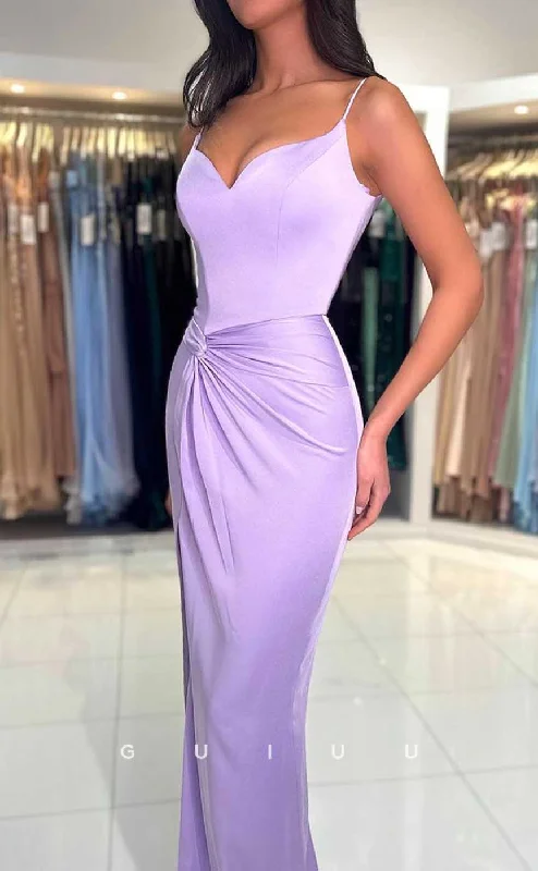 G4502 - Sexy & Hot Column Sheath V Neck Straps Ruched Prom Party Dress with Slit Tunics Trendy modern G4502 - Sexy & Hot Column Sheath V Neck Straps Ruched Prom Party Dress with Slit Tunics Trendy modern