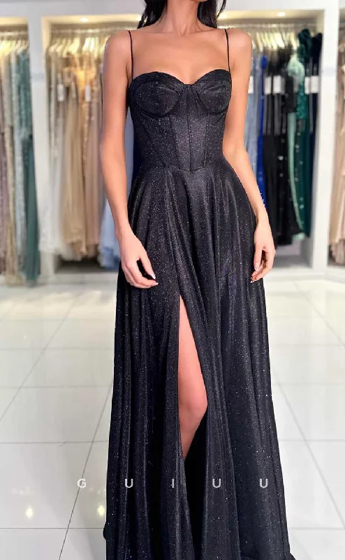 G4506 - Simple & Casual A-Line Strapless Straps Sleeveless High Side Slit Long Prom Evening Dress Tunics Timeless classic G4506 - Simple & Casual A-Line Strapless Straps Sleeveless High Side Slit Long Prom Evening Dress Tunics Timeless classic