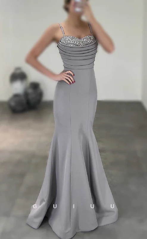 G4537 - Elegant Mermaid Strapless Straps Sleeveless Crystals Pleats Stain Prom Party Dress Tunics Vintage classic G4537 - Elegant Mermaid Strapless Straps Sleeveless Crystals Pleats Stain Prom Party Dress Tunics Vintage classic