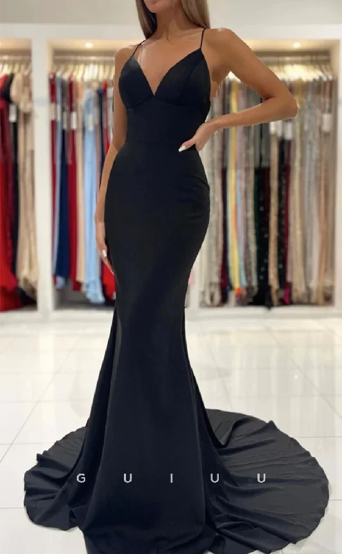 G4647 - Mermaid Strapless Strpas Sleeveless Black Prom Evening Dress with Train Satin Halter Glamorous G4647 - Mermaid Strapless Strpas Sleeveless Black Prom Evening Dress with Train Satin Halter Glamorous