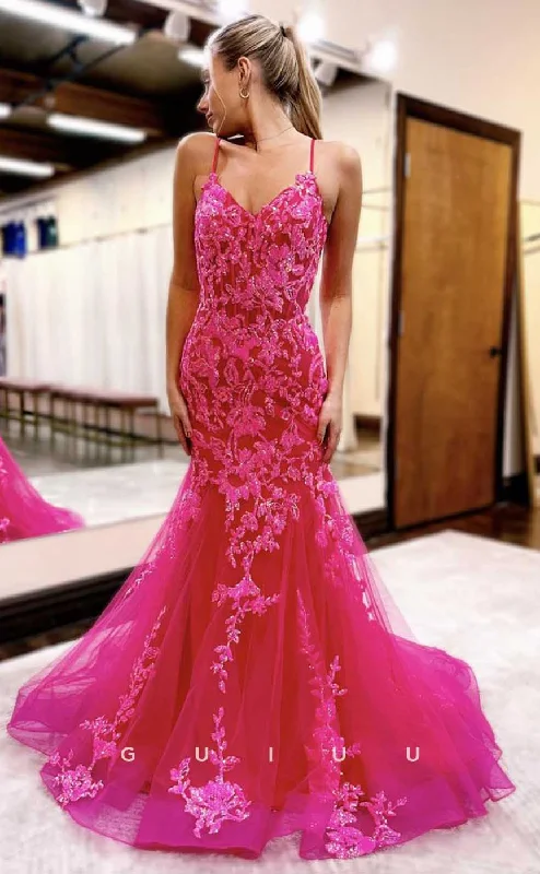 G4651 - Mermaid V Neck Straops Sleeveless Fully Appliques Tulle Prom Party Dress with Train Chiffon Maxi Beach G4651 - Mermaid V Neck Straops Sleeveless Fully Appliques Tulle Prom Party Dress with Train Chiffon Maxi Beach
