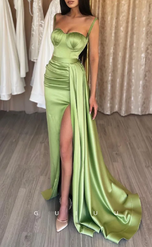 G2548 - Classic Fitted Sweetheart Straps Ruched Long Prom Evening Dresses With Train Tunics Top Casual G2548 - Classic Fitted Sweetheart Straps Ruched Long Prom Evening Dresses With Train Tunics Top Casual