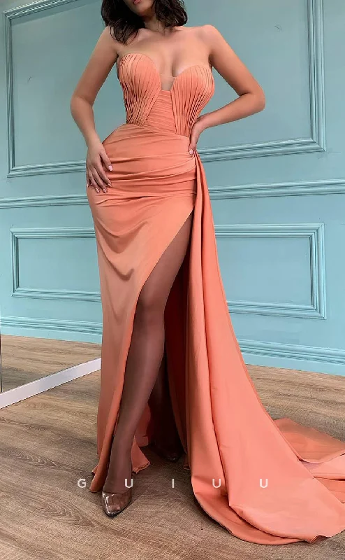G2567 - Sexy Sheath Strapless Ruched Long Prom Evening Dresses With Slit Glittery Long Formal G2567 - Sexy Sheath Strapless Ruched Long Prom Evening Dresses With Slit Glittery Long Formal