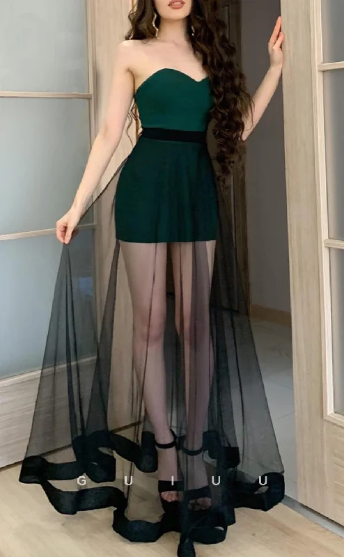 G2623 - Sexy & Fitted Strapless Illusion Tulle Long Prom Evening Party Dress Tunics Handmade artisanal G2623 - Sexy & Fitted Strapless Illusion Tulle Long Prom Evening Party Dress Tunics Handmade artisanal