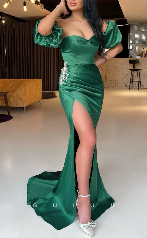 G2641 - Classic & Timeless Off-Shoulder Beaded Ruched Long Prom Evening Party Dress Tunics Chinos classic G2641 - Classic & Timeless Off-Shoulder Beaded Ruched Long Prom Evening Party Dress Tunics Chinos classic