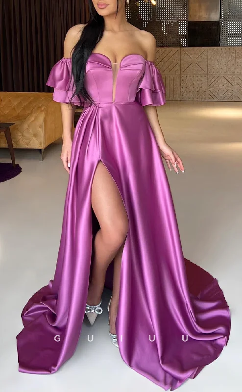 G2647 - Elegant & Chic Off-shoulder A-Line V-Neck Long Prom Evening Party Dress Tunics Lace romantic G2647 - Elegant & Chic Off-shoulder A-Line V-Neck Long Prom Evening Party Dress Tunics Lace romantic