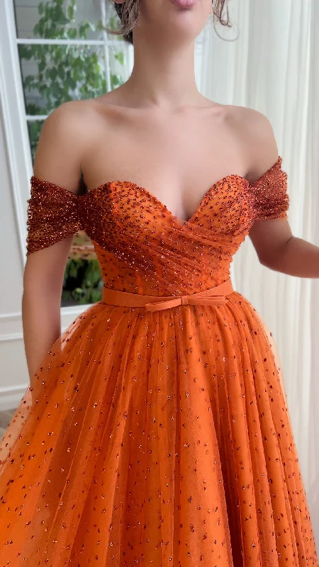 G2703 - Chic & Modern A-Line Beaded Off-Shoulder Ball Gown Porm Evening Dress Tunics Handmade artisanal G2703 - Chic & Modern A-Line Beaded Off-Shoulder Ball Gown Porm Evening Dress Tunics Handmade artisanal