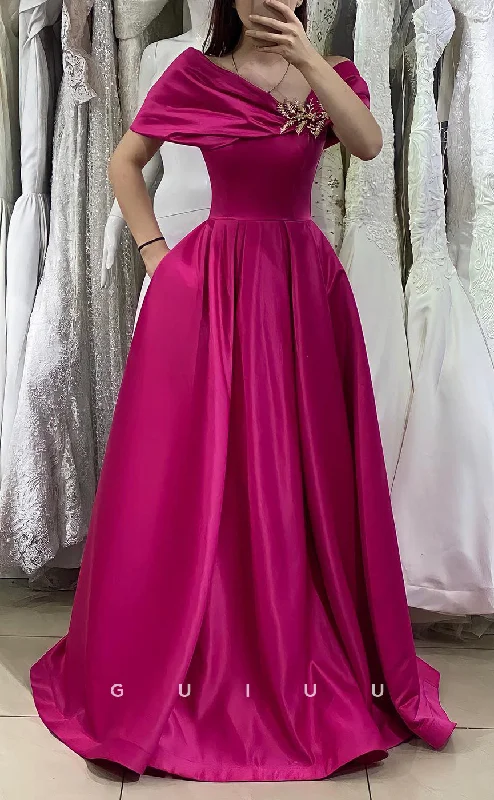G2710 - Classic & Timeless A-Line Off-Shoulder Long Porm Evening Dress With Pocket Tunics Party sparkling G2710 - Classic & Timeless A-Line Off-Shoulder Long Porm Evening Dress With Pocket Tunics Party sparkling