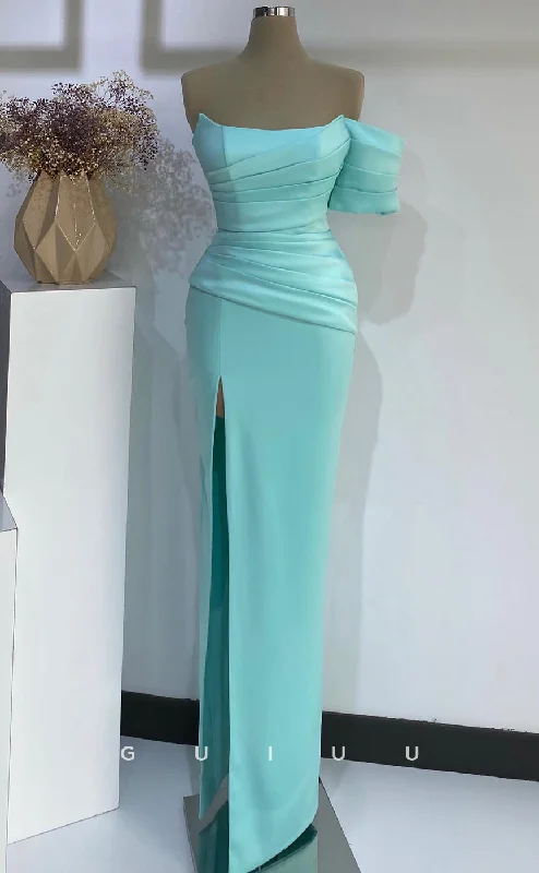 G2724 - Classic & Timeless One Shoulder Ruched Long Porm Evening Dress With Slit Tunics Floral girly G2724 - Classic & Timeless One Shoulder Ruched Long Porm Evening Dress With Slit Tunics Floral girly