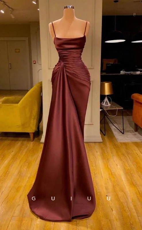 G2751 - Sexy & Hot Simple Straps Rucheed Burgundy Long Prom Evening Dress Tunics Stylish modern G2751 - Sexy & Hot Simple Straps Rucheed Burgundy Long Prom Evening Dress Tunics Stylish modern