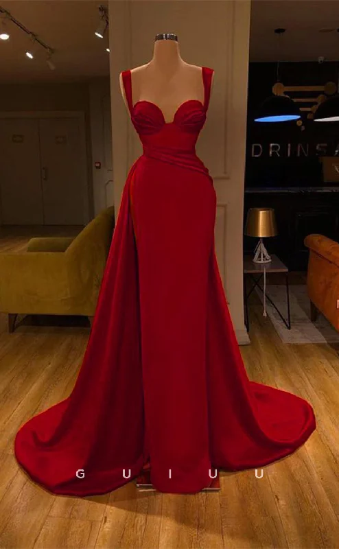 G2753 - Chic & Modern Sweetheart Straps Satin Long Prom Evening Dress With Slit Tunics Practical durable G2753 - Chic & Modern Sweetheart Straps Satin Long Prom Evening Dress With Slit Tunics Practical durable