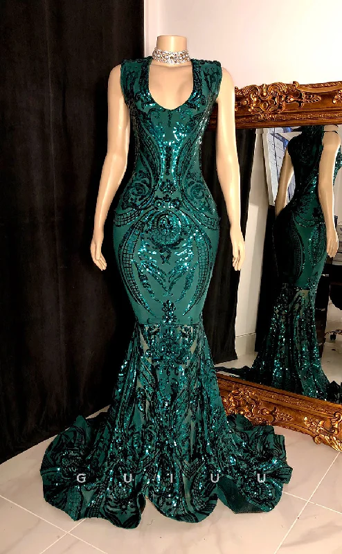 G2755 - Sexy & Fitted Mermaid V-Neck Sequins Sheer Long Prom Evening Dress Tunics Sophisticated sleek G2755 - Sexy & Fitted Mermaid V-Neck Sequins Sheer Long Prom Evening Dress Tunics Sophisticated sleek