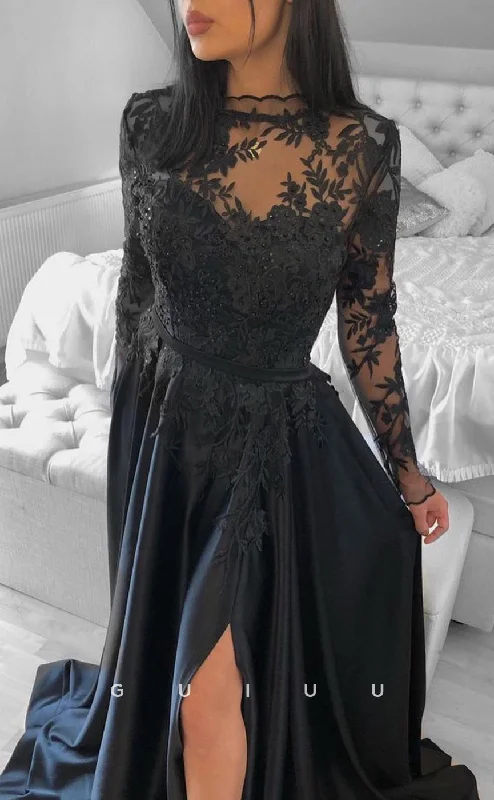 G2762 - Sexy & Hot A-Line Lace Applique Illusion Black Long Prom Evening Dress Tunics New arrival G2762 - Sexy & Hot A-Line Lace Applique Illusion Black Long Prom Evening Dress Tunics New arrival
