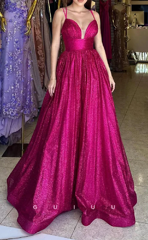G2767 - A-Line Glitter V-Neck Spaghetti Straps Long Prom Evening Dress Tunics Designer luxury G2767 - A-Line Glitter V-Neck Spaghetti Straps Long Prom Evening Dress Tunics Designer luxury