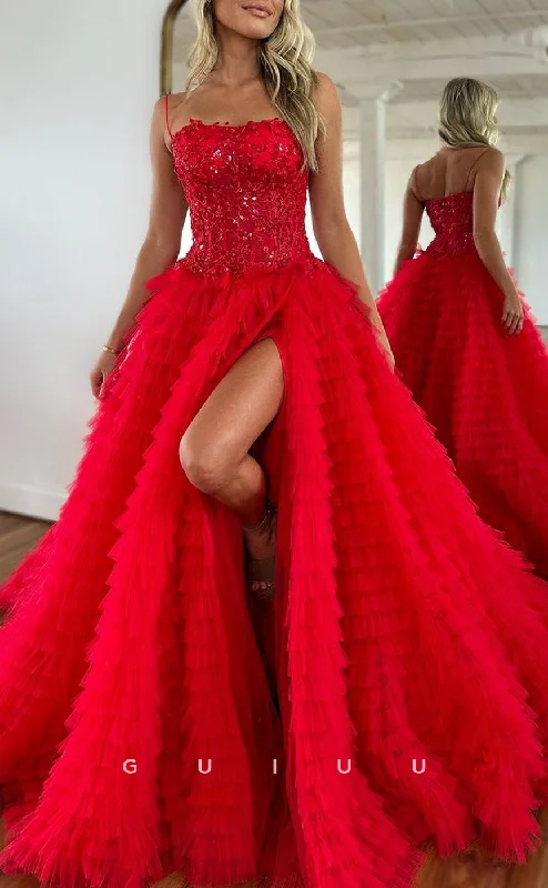 G2776 - Chic & Modern A-Line Ball Gown Sequins Straps Red Prom Evening Dress Tunics Office stylish G2776 - Chic & Modern A-Line Ball Gown Sequins Straps Red Prom Evening Dress Tunics Office stylish