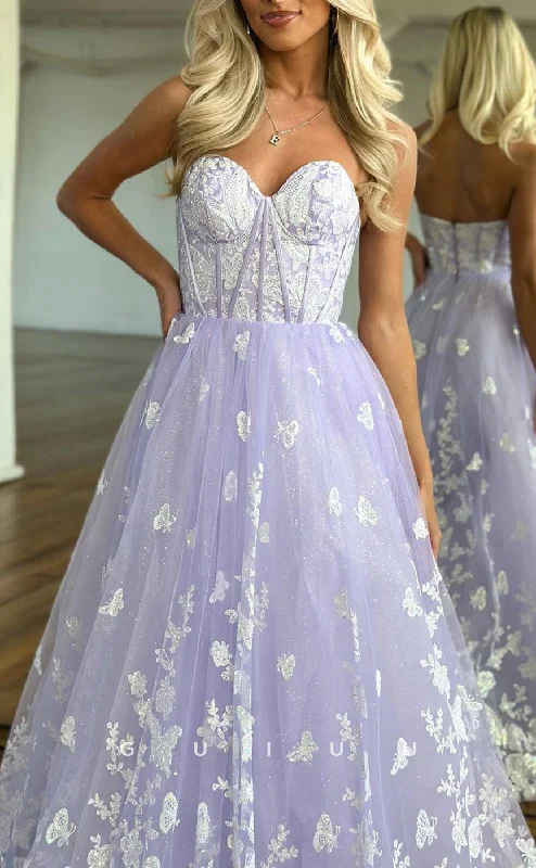 G2777 - Elegant A-Line Glitter Strapless Applique Tulle Long Prom Evening Dress Tunics Business professional G2777 - Elegant A-Line Glitter Strapless Applique Tulle Long Prom Evening Dress Tunics Business professional