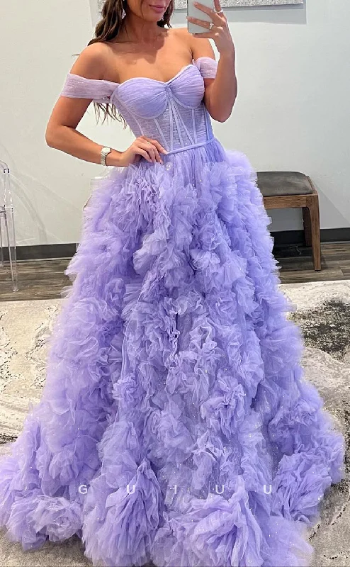 G2780 - Chic & Modern Off-Shoulder Glitter Tulle Ball Gown Long Prom Evening Dress Tunics Hiking breathable G2780 - Chic & Modern Off-Shoulder Glitter Tulle Ball Gown Long Prom Evening Dress Tunics Hiking breathable