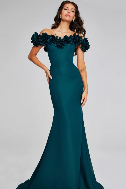 Jovani 40595 Long Formal Mermaid Evening Dress Peplum Ruffle Cocktail