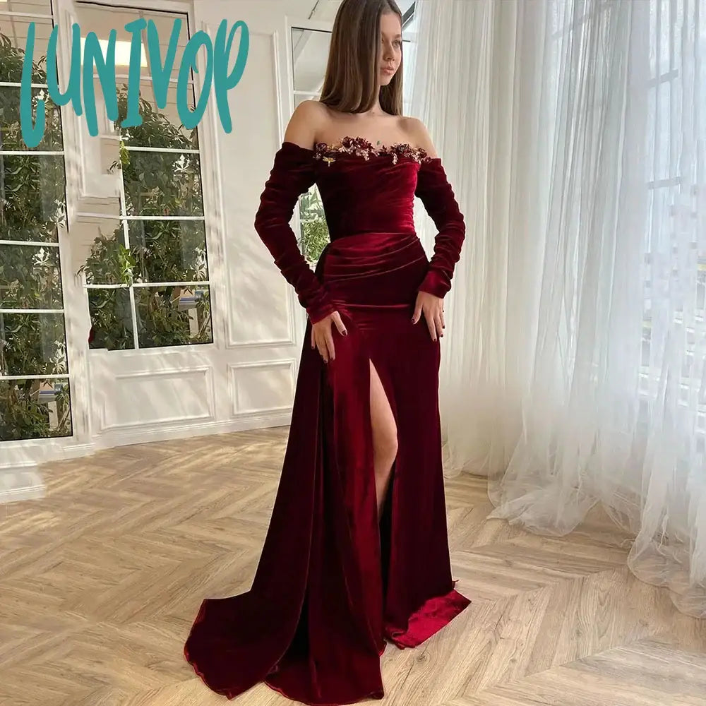 Lunivop 2024 Women Evening Dresses Long Sleeve Sweetheart Velour Sexy Mermaid Court Floor-Length Party Gown Beaded Flower Arab robes de Tunics Ceremony elegant Lunivop 2024 Women Evening Dresses Long Sleeve Sweetheart Velour Sexy Mermaid Court Floor-Length Party Gown Beaded Flower Arab robes de Tunics Ceremony elegant