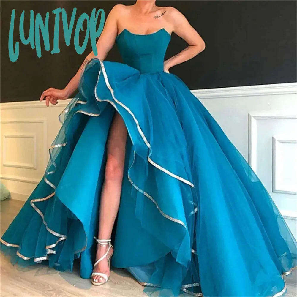 Lunivop Asymmetrical Sleeveless Dubai Prom Dresses Front Split Evening Dresses 2024 Strapless Dancing Prom Party Gown Dress Tunics Summer linen Lunivop Asymmetrical Sleeveless Dubai Prom Dresses Front Split Evening Dresses 2024 Strapless Dancing Prom Party Gown Dress Tunics Summer linen