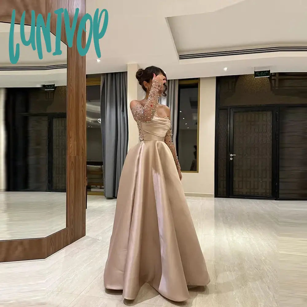 Lunivop Elegant Strapless Beading Prom Dresses Crystal Long Evening Dress 2024 Formal Girls Party Gown Dress Square Neckline Feminine Lunivop Elegant Strapless Beading Prom Dresses Crystal Long Evening Dress 2024 Formal Girls Party Gown Dress Square Neckline Feminine