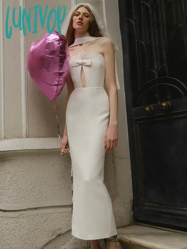 Lunivop ew Sexy Women Maxi Long Bodycon Bandage Dress Strapless Bow Choker Design Vestidos Elegantes Para Mujer Evening Party Dresses Tunics Stylish elegant Lunivop ew Sexy Women Maxi Long Bodycon Bandage Dress Strapless Bow Choker Design Vestidos Elegantes Para Mujer Evening Party Dresses Tunics Stylish elegant