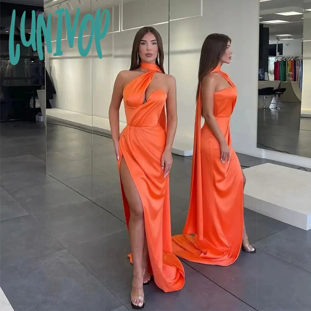 Lunivop Glamorous Pleat Evening Dresses Sexy Mermaid Side Split Floor-Length Party Gown 2024 for Women Satin Dubai Arab for Women Sequined Elegant Party Lunivop Glamorous Pleat Evening Dresses Sexy Mermaid Side Split Floor-Length Party Gown 2024 for Women Satin Dubai Arab for Women Sequined Elegant Party