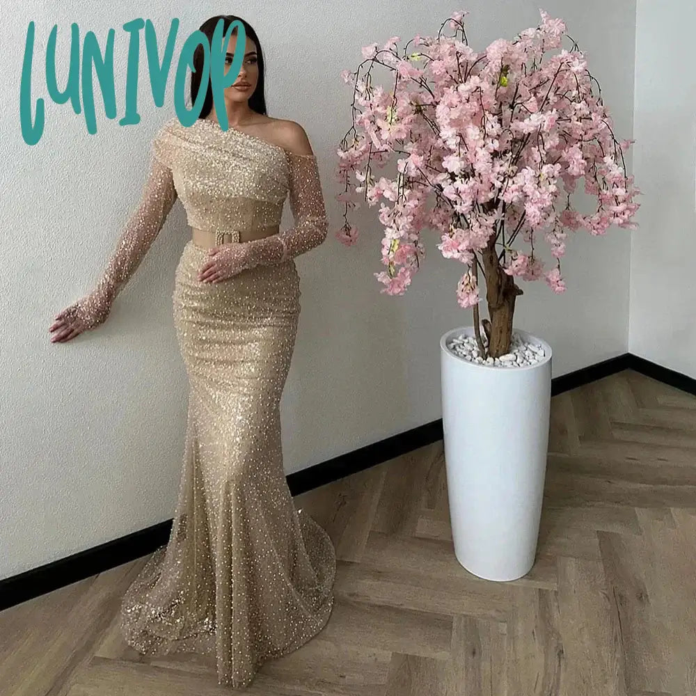 Lunivop Luxury Beaded Pleat Evening Dresses for Women Floor-Length Sexy Mermaid with Belt Prom Gowns Removable Sleeve vestidos Sale Tunics Favorite customer Lunivop Luxury Beaded Pleat Evening Dresses for Women Floor-Length Sexy Mermaid with Belt Prom Gowns Removable Sleeve vestidos Sale Tunics Favorite customer