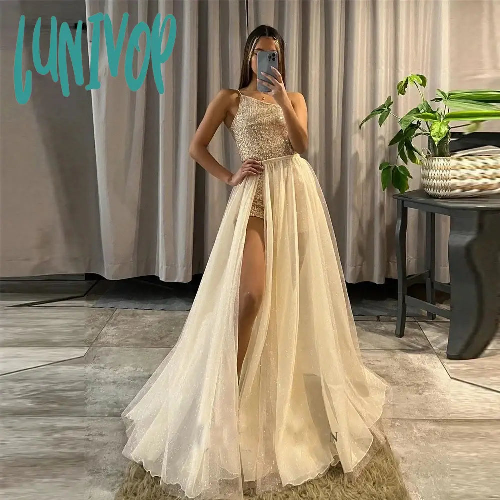Lunivop Luxury Sexy Split Prom Dress Spaghetti Strap Long Evening Dress 2024 Girls Tulle Party Gown Dress robes de soirée Tunics Occasion special Lunivop Luxury Sexy Split Prom Dress Spaghetti Strap Long Evening Dress 2024 Girls Tulle Party Gown Dress robes de soirée Tunics Occasion special