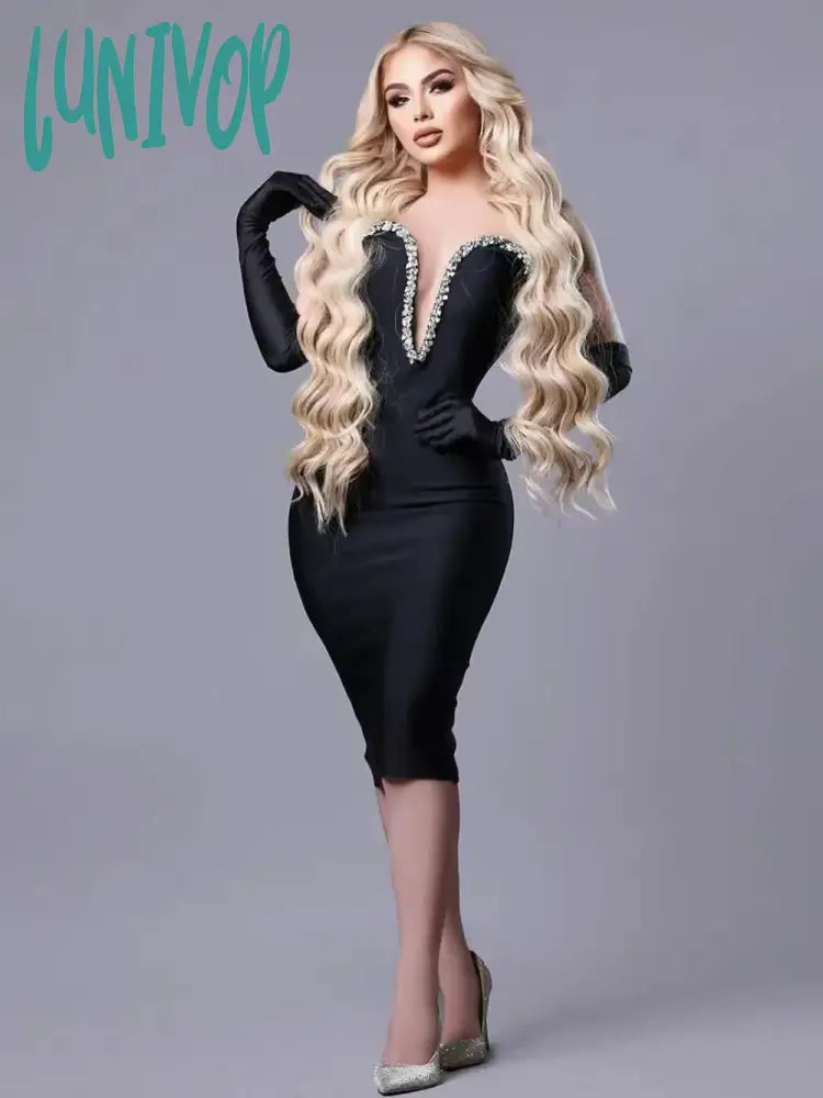 Lunivop New Fashion Sexy Bodycon Strapless Diamond Design Midi Bandage Dress Wedding Birthday Evening Cocktail Party Dresses Vestidos Tunics Cozy comfortable Lunivop New Fashion Sexy Bodycon Strapless Diamond Design Midi Bandage Dress Wedding Birthday Evening Cocktail Party Dresses Vestidos Tunics Cozy comfortable