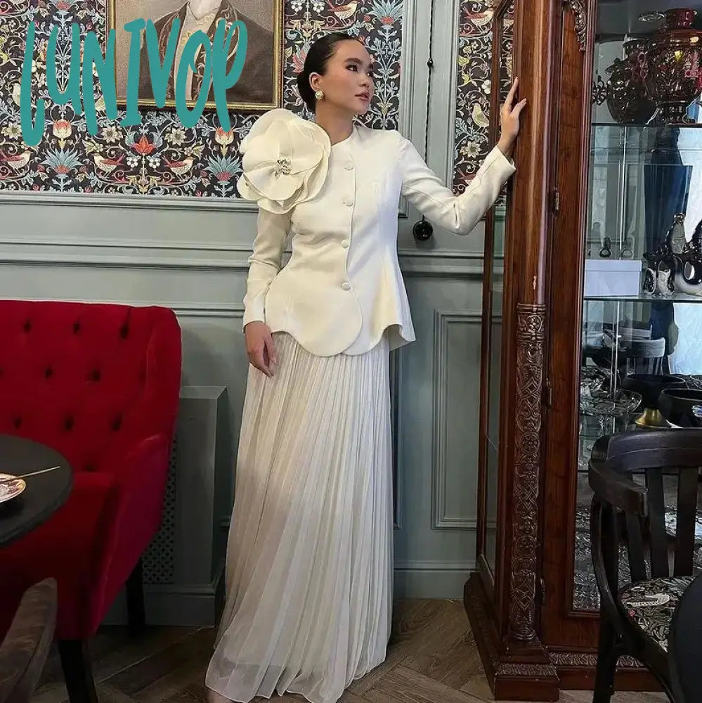 Lunivop O-neck Two Pieces Evening Dresses with Long Sleeve Floor-Length Floral Prom Gowns A-line Pleats Dubai Arab 2024 for Women Tunics Bestseller popular Lunivop O-neck Two Pieces Evening Dresses with Long Sleeve Floor-Length Floral Prom Gowns A-line Pleats Dubai Arab 2024 for Women Tunics Bestseller popular