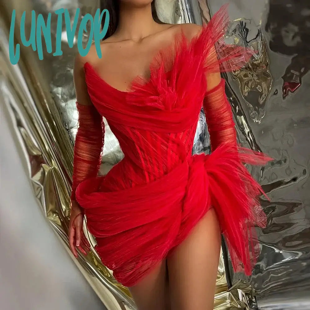 Lunivop Sexy Asymmetrical Mini Cocktail Dresses with Gloves Ruched Strapless Short Women Cocktail Party Dresses to Birthday Prom Red New Tunics Cozy soft Lunivop Sexy Asymmetrical Mini Cocktail Dresses with Gloves Ruched Strapless Short Women Cocktail Party Dresses to Birthday Prom Red New Tunics Cozy soft