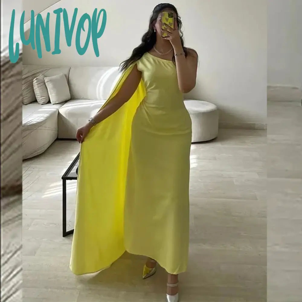 Lunivop Simple One Shoulder Sleeveless Evening Dress Ankle-Length Sexy Mermaid Prom Party Gowns with Creap Dubai Arab for Women Tunics Silk luxurious Lunivop Simple One Shoulder Sleeveless Evening Dress Ankle-Length Sexy Mermaid Prom Party Gowns with Creap Dubai Arab for Women Tunics Silk luxurious