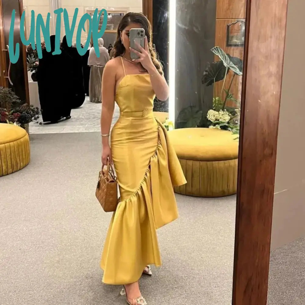 Lunivop Spaghetti Straps Boat Neck Evening Dresses 2024 for Women Floor-Length Sexy Mermaid Prom Gowns Tiered Ruffles Arab robes de Tunics Versatile stylish Lunivop Spaghetti Straps Boat Neck Evening Dresses 2024 for Women Floor-Length Sexy Mermaid Prom Gowns Tiered Ruffles Arab robes de Tunics Versatile stylish