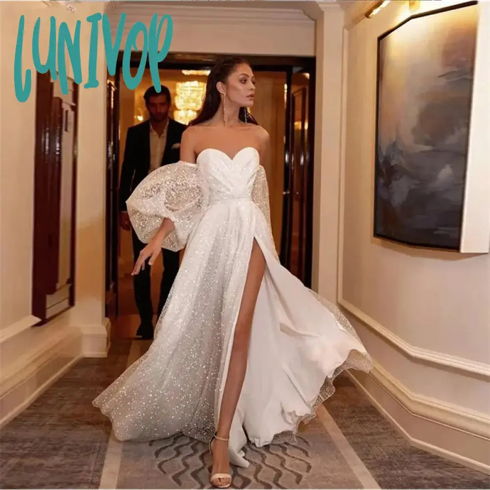 Lunivop White Split Prom Dresses Strapless Princess Evening Dresses 2024 Cap Sleeve Girls Long Dancing Party Gown Dress Bodycon Fitted Nightout Lunivop White Split Prom Dresses Strapless Princess Evening Dresses 2024 Cap Sleeve Girls Long Dancing Party Gown Dress Bodycon Fitted Nightout