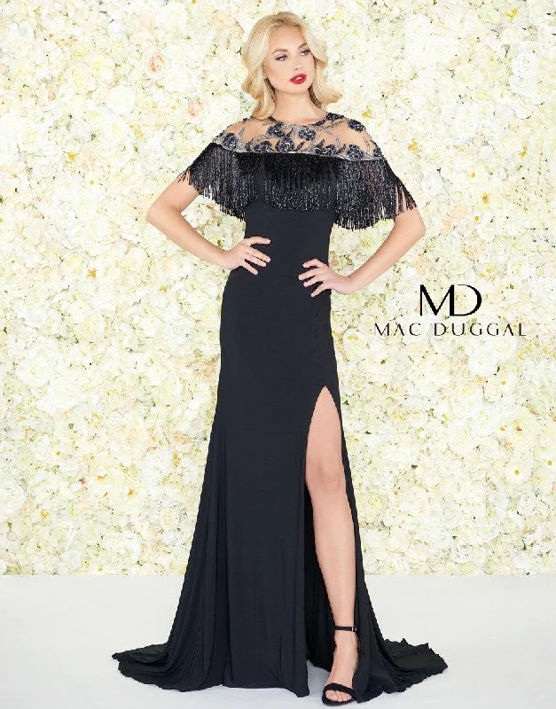 Mac Duggal 79168 Long Formal Beaded Evening Dress Shift Classic Vintage