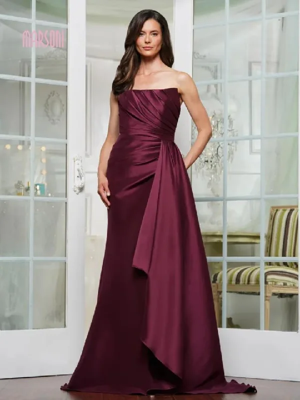 Marsoni MV1326 Long Fitted Formal Pleated Evening Dresses Tunics Yoga stretchy