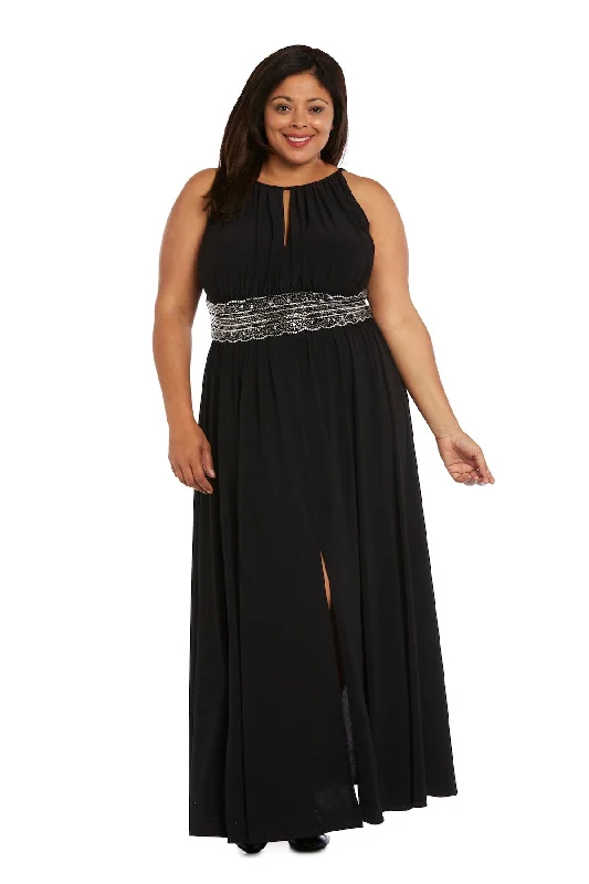 R&M Richards 3578W Long Plus Size Formal Evening Dress Halter Neckline Beach