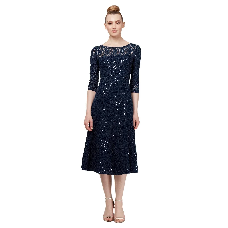 SL Fashions 9119133 Short Sequined Lace Evening Dress Tunics Summer linen