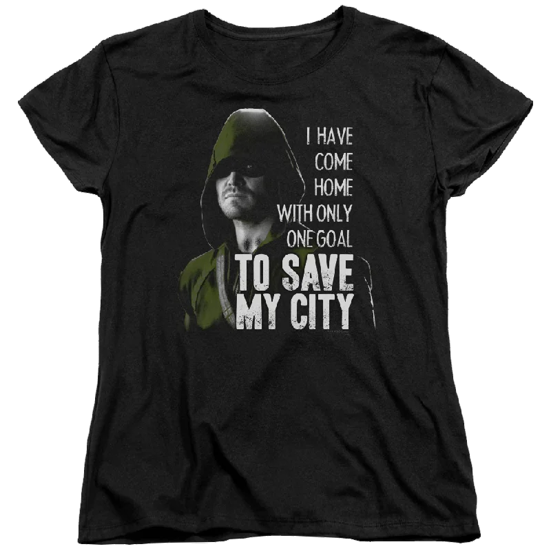 Arrow Save My City - Women's T-Shirt Solid Print Embellished Solid Print Embellished