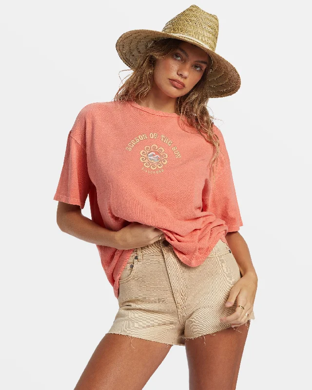 BILLABONG IT'S THE SEASON WOMENS TEE - PAPAYA Zippered Buttoned Snapped Zippered Buttoned Snapped