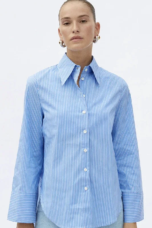 BLANCA Womens Fern Shirt - Azure Chenille Brocade Lace Chenille Brocade Lace