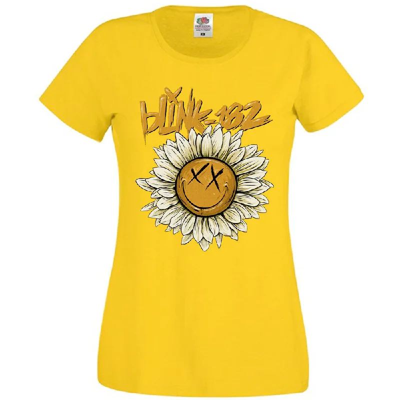 Blink-182 Sunflower Ladies T-Shirt Basic T-Shirt Crew Neck Short Sleeve Basic T-Shirt Crew Neck Short Sleeve