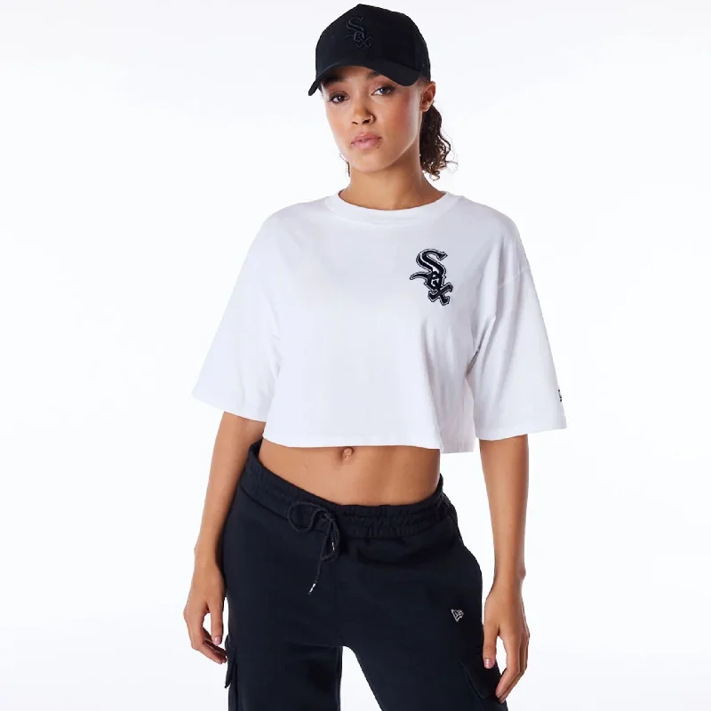 Chicago White Sox Womens MLB Lifestyle White Crop T-Shirt Spandex Blend Rayon Blend Denim Blend Spandex Blend Rayon Blend Denim Blend Chicago White Sox Womens MLB Lifestyle White Crop T-Shirt Spandex Blend Rayon Blend Denim Blend Spandex Blend Rayon Blend Denim Blend