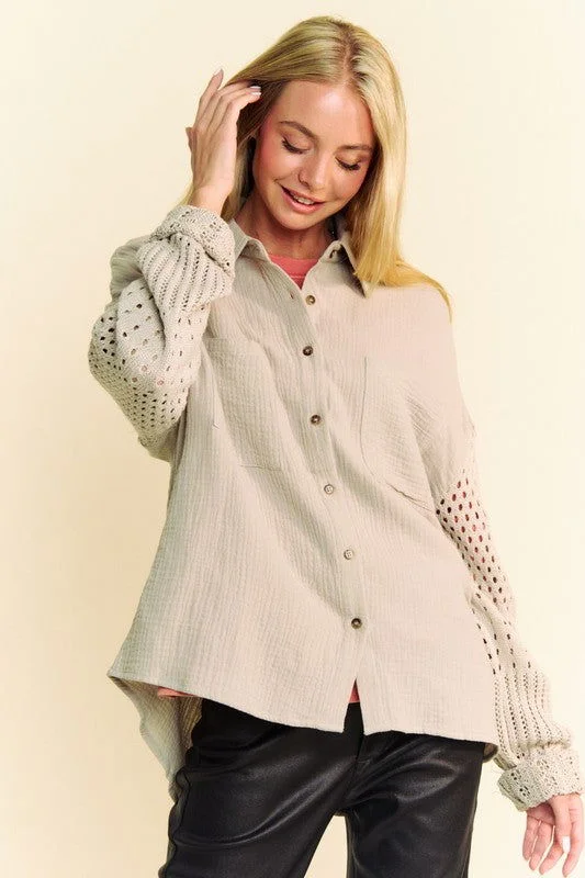 Davi & Dani Crochet Sleeve Crinkled Texture Shirt Machine Wash Dry Clean Hand Wash Machine Wash Dry Clean Hand Wash Davi & Dani Crochet Sleeve Crinkled Texture Shirt Machine Wash Dry Clean Hand Wash Machine Wash Dry Clean Hand Wash
